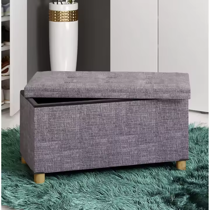 Banco de tela asiento cofre cofre caja caja de almacenamiento otomana Sizos L Banco de tela asiento cofre cofre caja caja de almacenamiento otomana Sizos L - 1