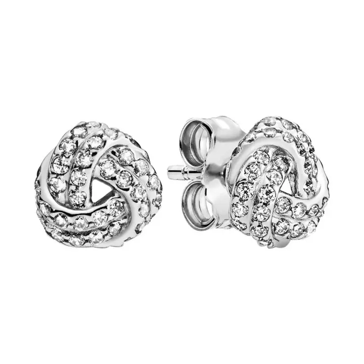 Pendientes de Aro en Plata de Ley Nudo de Amor 290696CZ，Incluye Caja Original - 1