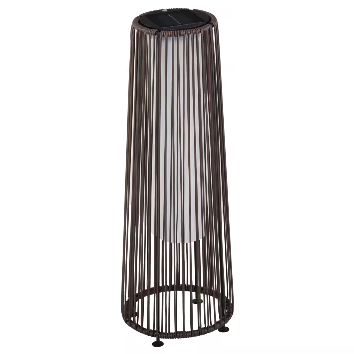 Outsunny Lámpara de Pie de Mimbre Ratán de Energía Solar con LED 0,8 W Interruptor de Control de Luz Automático Decoración para Exterior Ø21,5x61 cm - 1