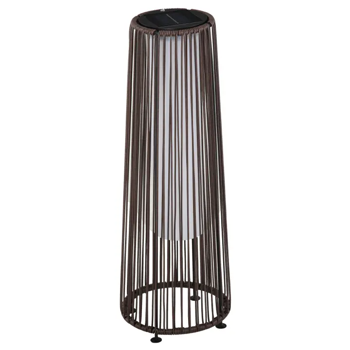 Outsunny Lámpara de Pie de Mimbre Ratán de Energía Solar con LED 0,8 W Interruptor de Control de Luz Automático Decoración para Exterior Ø21,5x61 cm - 1