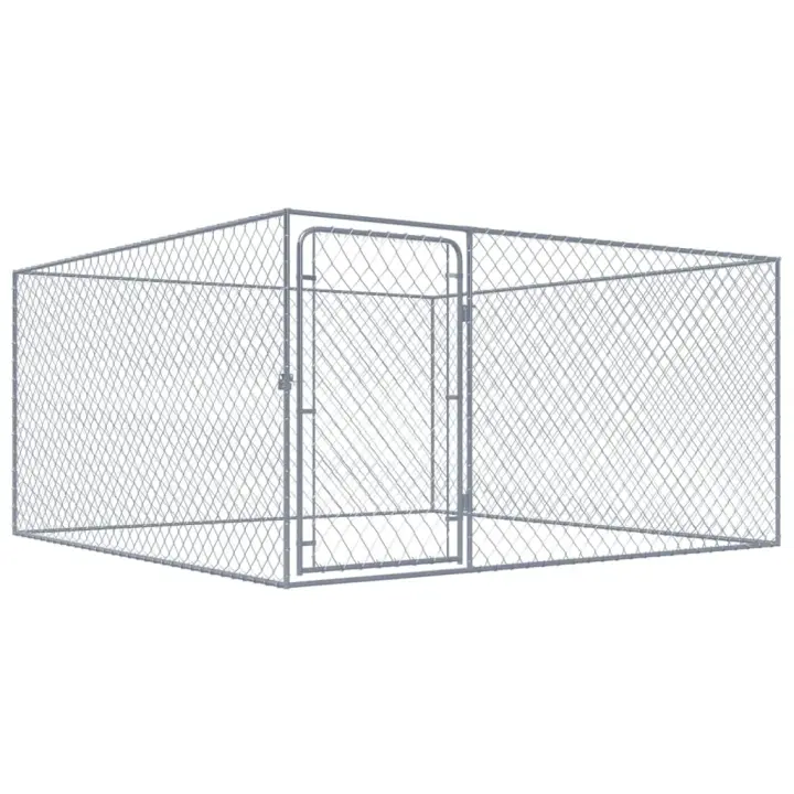 vidaXL Perrera de Exterior de Acero Galvanizado Casa Animales Mascotas Dimensiones 2 x 2 x 1 m, 4 x 4 x 1 m - 1