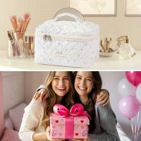 Neceser de Maquillaje de Viaje Bolsa de Cosméticos Grande de Algodón para Mujeres Niños Bolsa de Asiento Cubs Cerezas Floral with Cremallera Blanco - details 2
