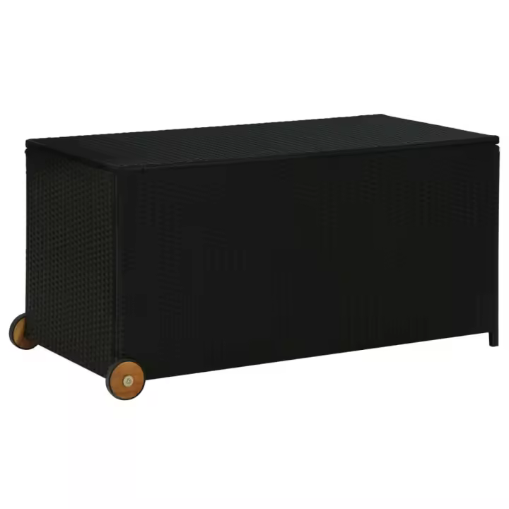 vidaXL Caja almacenaje jardín ratán sintético claro 120x65x61 cm en color Gris/Negro - 1