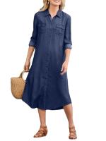 Vestido De Denim Vintage De Verano 2024 Para Mujer Estilo Callejero Elegante Con Bolsillos Y Cuello Volteado De Medio Tamaño - details 11