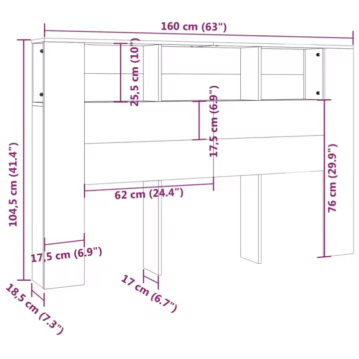 vidaXL Mueble cabecero blanco 160x18,5x104,5 cm - 1