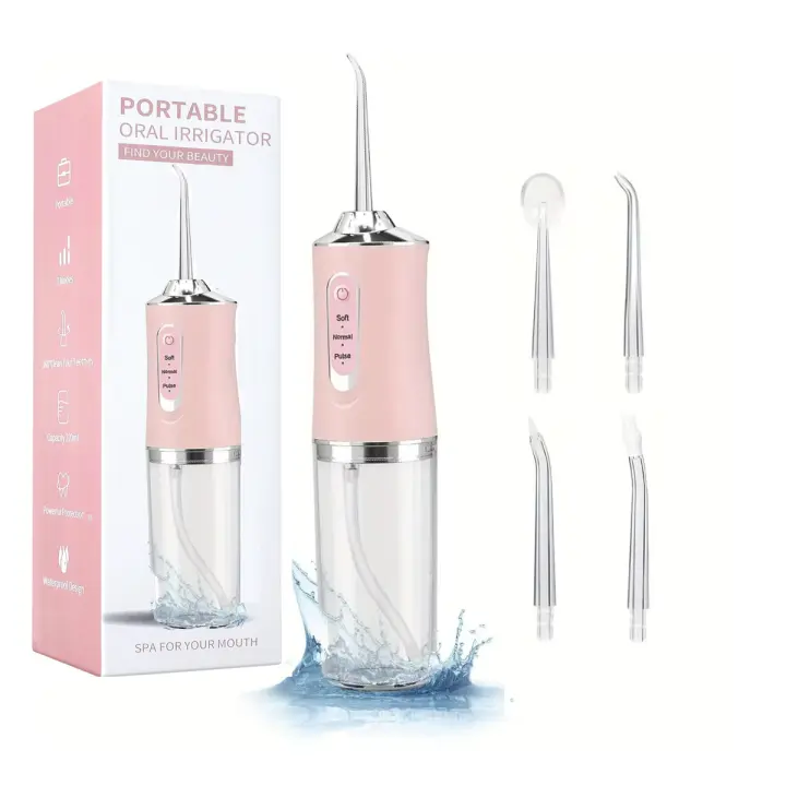 Irrigador Bucal  Inalámbrico Recargable USB，Ocho boquillas， - Limpieza Profunda Portátil Impermeable - 1