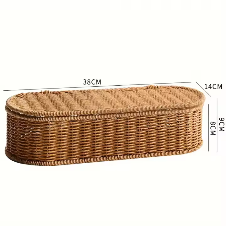 Cesta De Almacenamiento Bohemia Imitación Rattan - Caja Tejida Para Cocina Organizador De Utensilios Protegido Contra Polvo Decoración Para El Hogar - 1