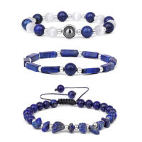 3 PCS Pulsera Vintage Con Cuentas Suaves De Colores Azul/Morado Para Mujer Estilo Geométrico Moda Casual - details 0