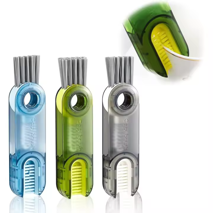 Feliciay 3pcs 3-in-1 Cup Lid Crevice Cleaning Brush,Cleaning Tools for Home Kitchen, Portable Bottle Cleaning Brush,Three colors - 1