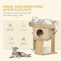 PawHut Árbol Rascador para Gatos Pequeños de 57 cm Torre para Gatos con Poste de Yute Rampa para Rascar Cama y Bola Colgante 40x40x57 cm - details 3