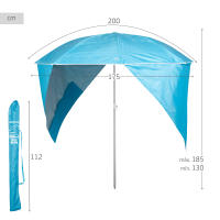 Aktive - Sombrilla playa 2 en 1 con paravientos 200 cm, mástil aluminio, protección solar UV50 con revestimiento plateado, 8 varillas fibra vidrio, diseño portátil, funda transporte incluida, accesorios verano, sombrillas - details 3