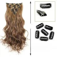 Extensiones De Cabello Sintético Clip in 7 PCS Para Un Cabello Completo 22 Pulgadas Largo Rizado Ondulado Para Mujeres Y Niñas Piezas De Cabello Artificial - details 1