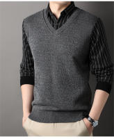 Suéter De Poliéster Para Hombre Con Cuello Polo Y Rayas Gris Oscuro Acolchado Y Cálido Para Otoño E Invierno Moda Coreana - details 3