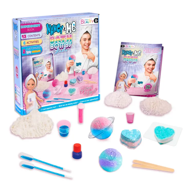 Nancy & Me - Bath Bombs Studio, Kit de Creación de Bombas de Baño, Crea tus Propias Bombas de Baños de Colores y Formas, Incluye 2 Moldes Personalizados y Purpurina, Famosa (NAY02000) - 1