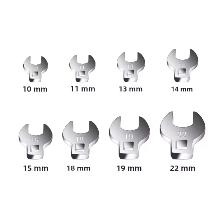 Juego De Llaves De Cabeza De Crowfoot 8Pcs Tamaño 3/8 Pulgada Medición Metrิกa/SAE Cromado Plated 10-22mm Multifuncional - 1