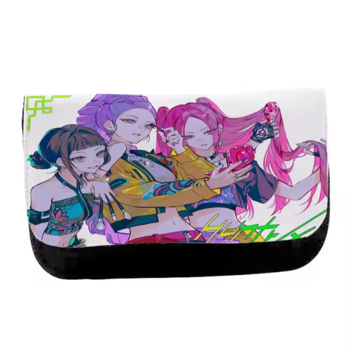 MERCHANDMANIA Estuche Neceser de lona KPOP Demon Hunters chicas moda zoey rumi mira unisex negro bolsa aseo multiusos - 1