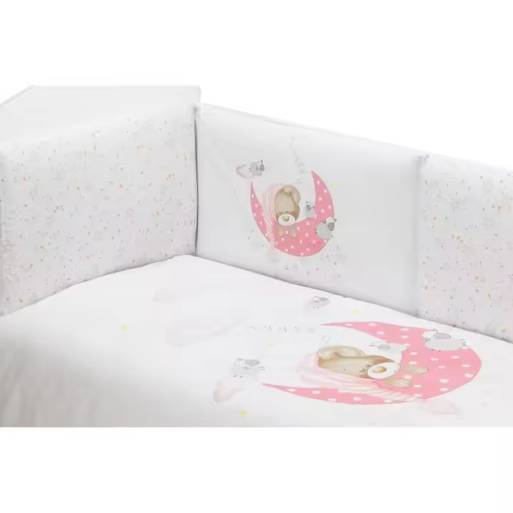 Edredón Cuna y Chichonera  Modelo Bear Sleeping rosa Interbaby - 1
