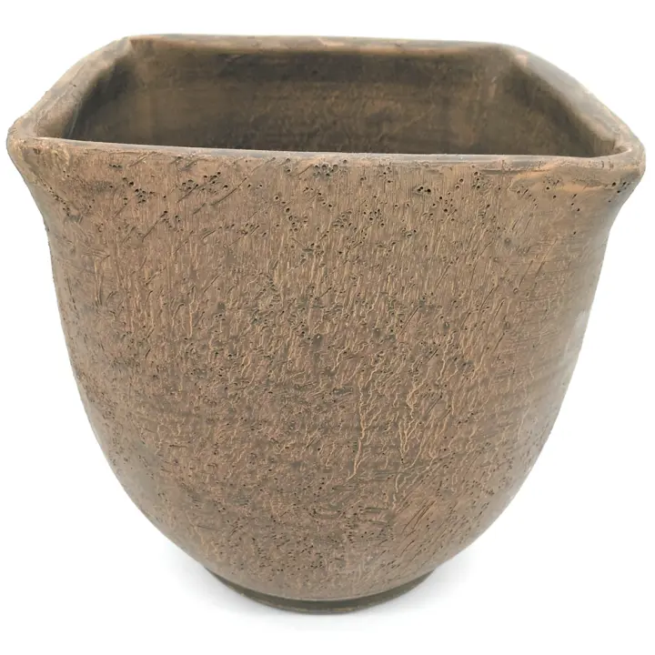 Maceta artesanal de barro RUSTICA cuadrada exterior e interior 15 cm x 15 cm - 1