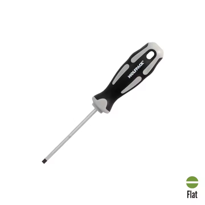 Destornillador plano vaciado acero s2 mango tpr bimaterial. medida 0,8 x ø 4,0 x 75 mm.  din5265 - 1