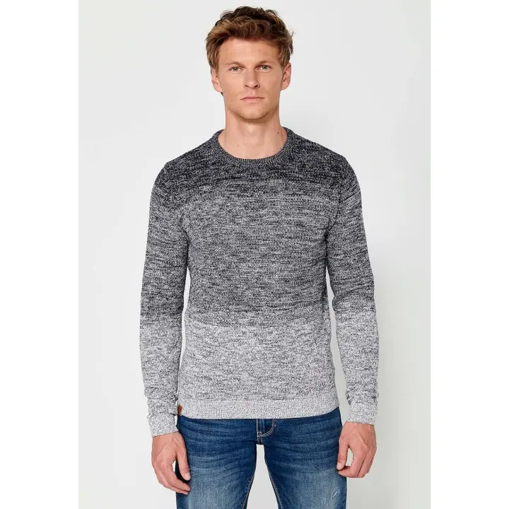 Koroshi Jersey tricot de manga larga de Algodón con Cuello redondo de color Navy para Hombre - 1