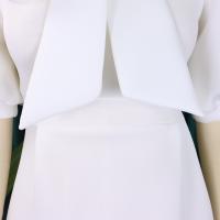 Vestido Elegante De Fiesta Para Mujer 2024 Con Cuello Con Lazo Manga Corta Cintura Alta A-Line Plisado Hasta El Tobillo Vestido De Cumpleaños - details 14