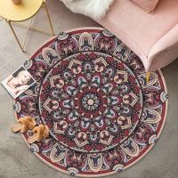 VIKAMA Alfombra Redonda De Cristal Pile Estilo Étnico Vintage Lavable Resistente Al Polvo Non-slip Para Hotel Habitación Dormitorio Sala De Estar - details 4