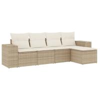 Set de muebles de jardín 5 pzas y cojines ratán sintético Negro, Negro y crema, beige and cream Conjunto Terraza Muebles Jardín Exterior Juego de Muebles de jardín Mueble Jardín Exterior Muebles de Salon Exterior - details 1