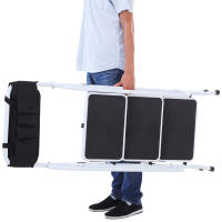 HOMCOM Escalera Plegable Escalera de Tijera de Metal con Apoyabrazos y Portaherramientas Carga 150 kg Blanco y Negro - details 8