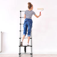 Escalera Telescópica de Aluminio Plegable y Extensible | Desde 2,0 m Hasta 4,4 m | Certificación EN131 | Escalera Multiusos Profesional y Doméstica | Ligera, Compacta y Resistente | Base Antideslizante con Cierre de Seguridad | Bricolaje o Reforma - details 1