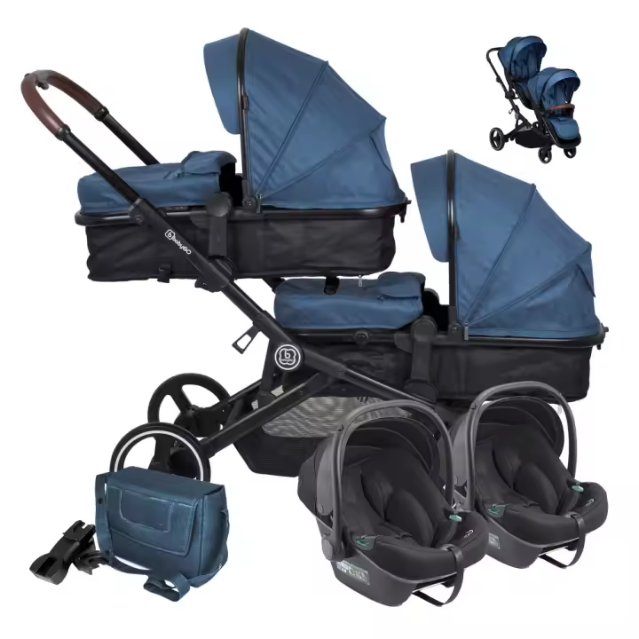 Carrinho De Gémeos 3 In 1 babyGO Twinner Set Blue - 1