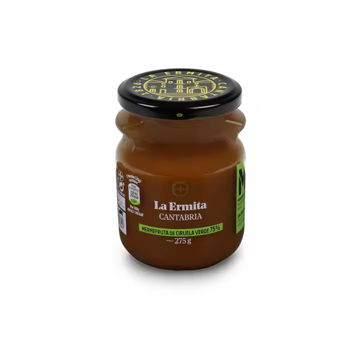 LA ERMITA MermeFruta de Ciruela Verde, Compota Estilo Mermelada con 75% Fruta, Sabor Fresco y Ácido, Sin Gluten ni Conservantes, Tarro de Vidrio 275 g - 1