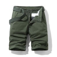Shorts De Verano Para Hombre Puro Algodón Con Multiple Bolsillos Trabajo Casual Cintura Media Pierna Recta Overbice Longitud De Rodilla Playa - details 4