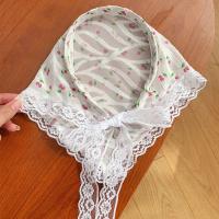 Fular De Encaje Cuadros Rojo Para Mujer Accesorio De Cabello Estilo Retro Triangular Para Viajes Y Fotografía Bandana De Algodón Adecuada Para Todas Las Estaciones - details 19