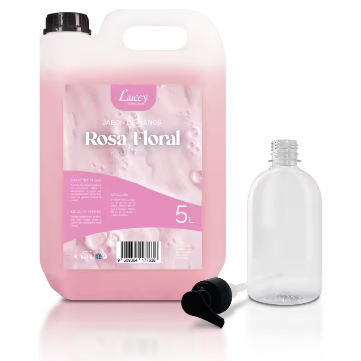 Jabón de Manos Líquido Rosa Floral 5 Litros + Bote Rellenable 500 ml  Jabón Manos para Uso Profesional - 1