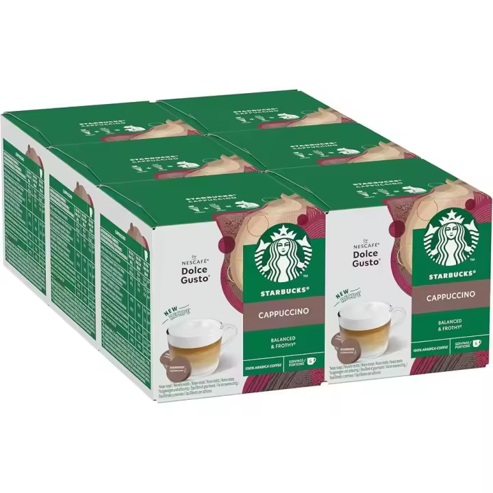 STARBUCKS Cappuccino de Nescafé Dolce Gusto, Cápsulas de Café 6 x 12 (72 Cápsulas) - QUMIR - 1