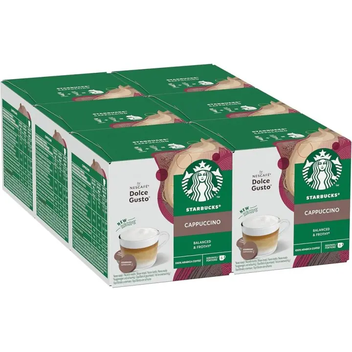 STARBUCKS Cappuccino de Nescafé Dolce Gusto, Cápsulas de Café 6 x 12 (72 Cápsulas) - QUMIR - 1