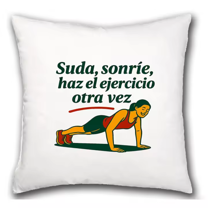 MERCHANDMANIA Cojín frase motivadora gimnasio ejercicio gym esfuerzo hogar comodo cussion - 1