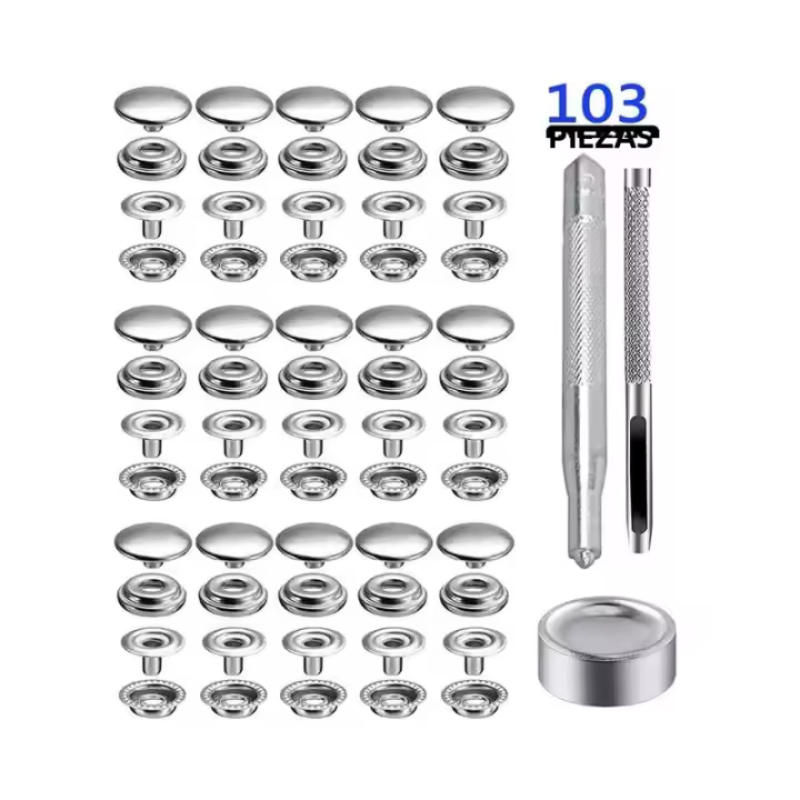 Kit De 100 Piezas De Botones De Acero Inoxidable Con Herramientas Para Cubierta De Barco Costura De Cuero Y Tienda - 1