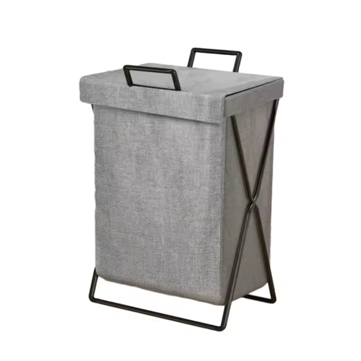 Cesto de ropa sucia impermeable gris - Plegable con tapa - 1