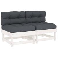 vidaXL Sofás centrales con cojines 2 uds madera maciza de pino Pino natural, Pino blanco, Pino gris Conjunto Terraza Muebles Jardín Exterior Juego de Muebles de jardín Mueble Jardín Exterior Muebles de Salon Exterior - details 5