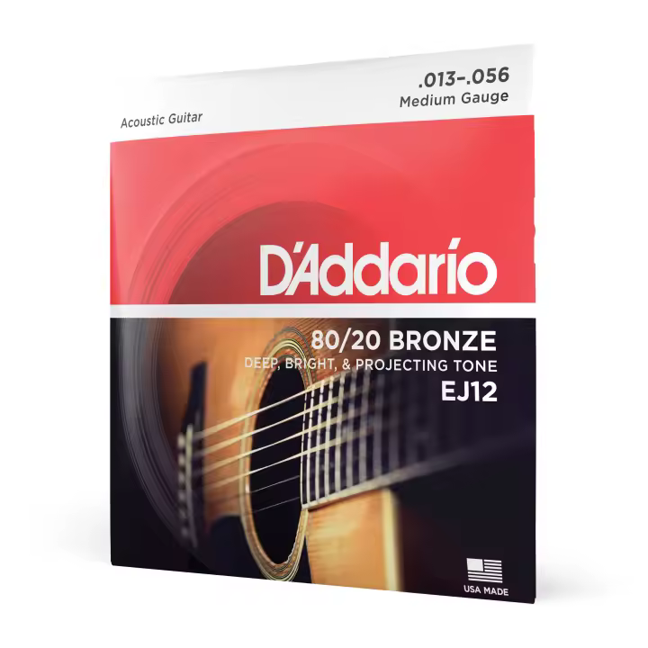 D'Addario EJ12 80/20 Bronze Acoustic Guitar Strings, Medium, 13-56. Code. EJ12 - 1