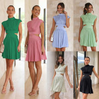 Vestido Largo Maxi De Verano Para Mujer Estilo Casual Elegante Sin Mangas Sin Espalda Color Sólido Personalizado - details 1