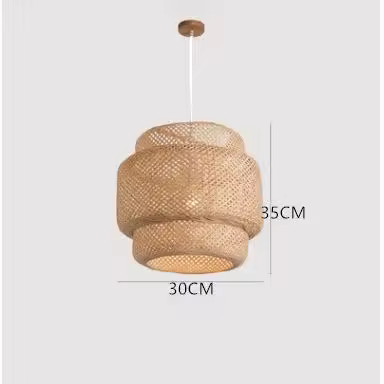 Lámpara De Bambú Moderna De 30cm Artesanal Para Sala De Estar Dormitorio Comedor Lámpara De Luces Vintage Tejido A Mano - 1