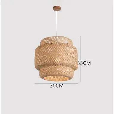 Lámpara De Bambú Moderna De 30cm Artesanal Para Sala De Estar Dormitorio Comedor Lámpara De Luces Vintage Tejido A Mano - 1