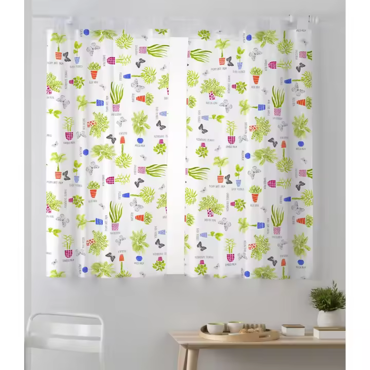 VALENTIA HOME Cortina Cocina Pack 2 Planta | Media Altura | 100x140 CM | Fácil de Instalar y Mantener - 1