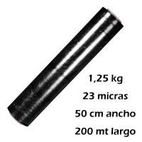 CM - Film Paletizar Negro Elástico. Bobinas Estirables de 1,25 Kg aprox, Ancho 50 cm, 23 micras Para Mudanzas, Envolver, Embalar, Precintar, Proteger. Packs de 1, 3 y 6 Rollos - details 0