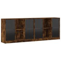 vidaXL Estantería con puertas madera de ingeniería 204x37x75 cm Blanco, Negro, Roble Sonoma Mueble Almacenaje Estantería para Oficina, Estudio, Dormitorio Estantería/Librería/ mueble de Almacenamiento - details 6