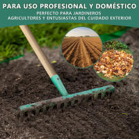 EasySpeed Rastrillo de Jardín 14 Púas, Rastrillo Metálico Uso Profesional y Doméstico, Recogedor Hojas, 14 Dientes, 35x15x7cm Ancho, Sin Mango,Verde (Sin Palo) - details 6