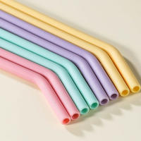 4Pcs Tenedores De Silicona De Grado Alimenticio Colores Para Niños Bebidas Agua Jugos Curvados Reutilizables Pajillas De Coctel - details 4