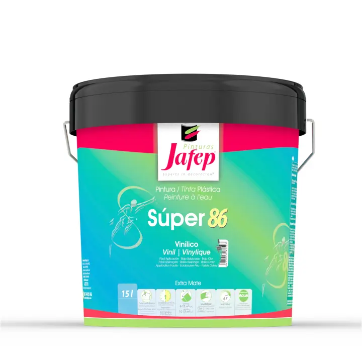 Súper 86 Vinílico Jafep con conservante antimoho, acabados muy blancos, mate, cubriente, lavable - 1